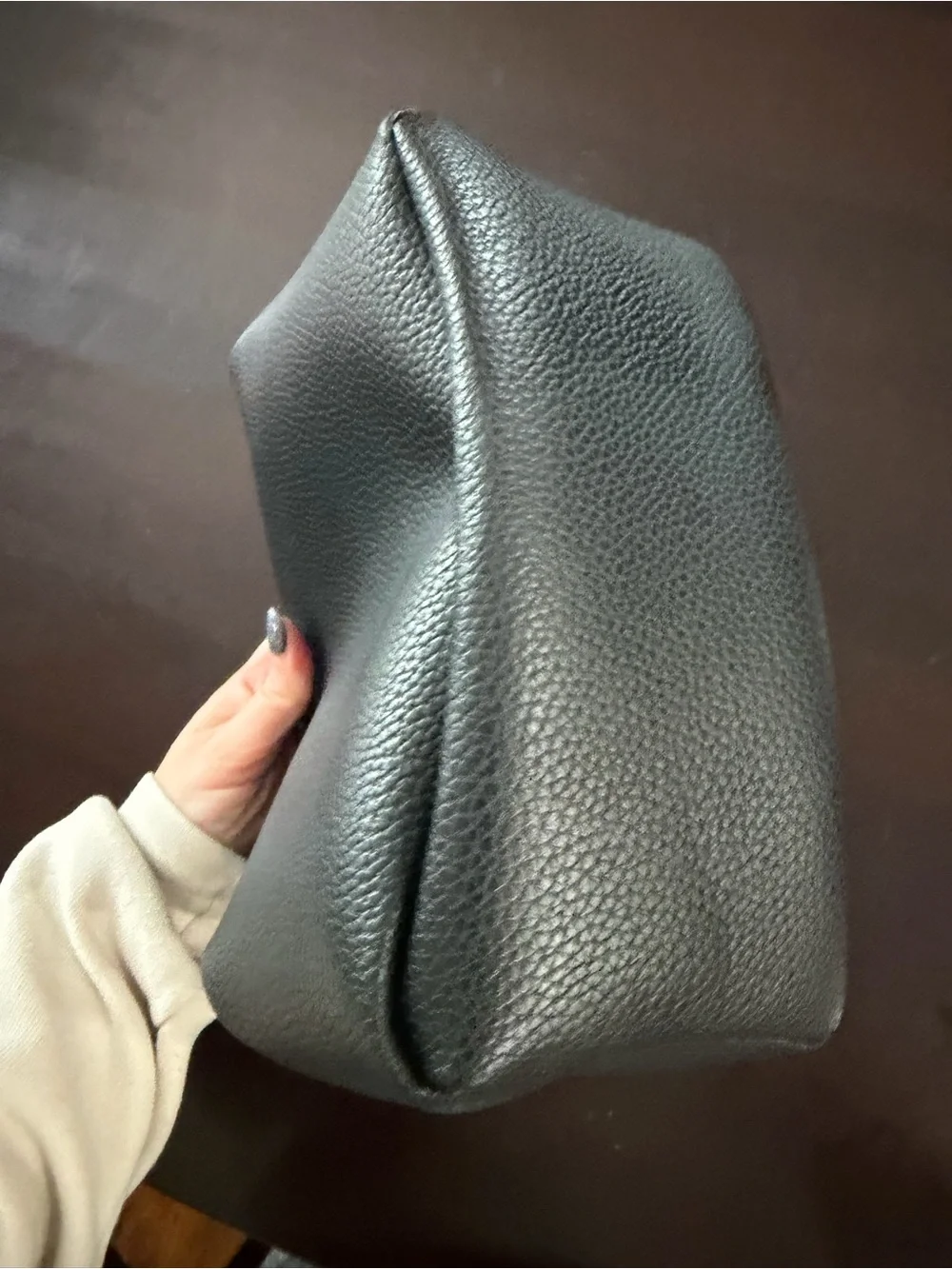 Classic Black Women's Pebbled faux leather cosmetic bag